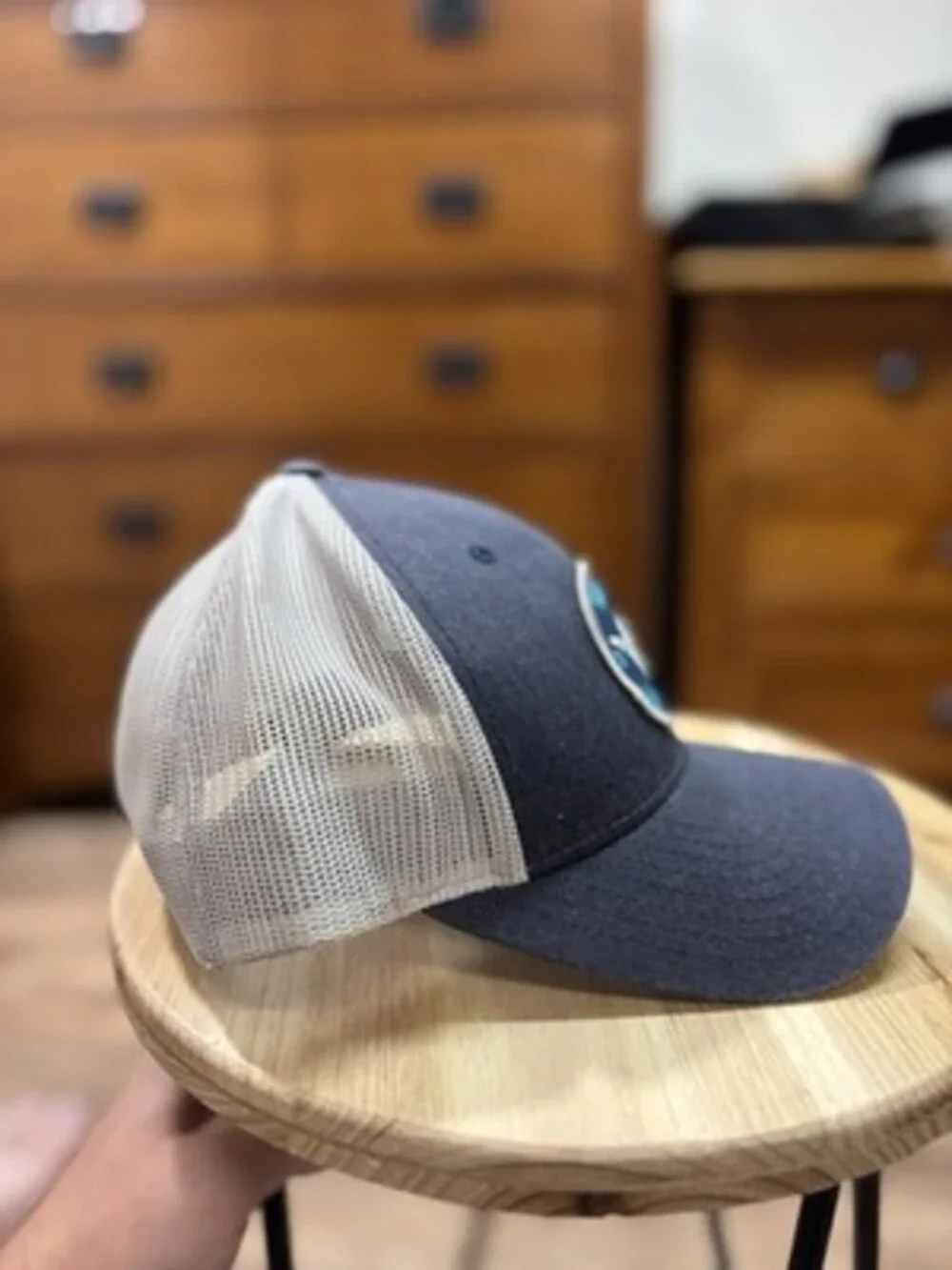 Surf City Surf School Trucker Hat Mesh Back Patch Logo Gray Beige One Size
